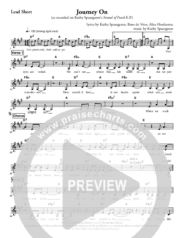 Journey On Lead Sheet (Kathy Spaargaren)