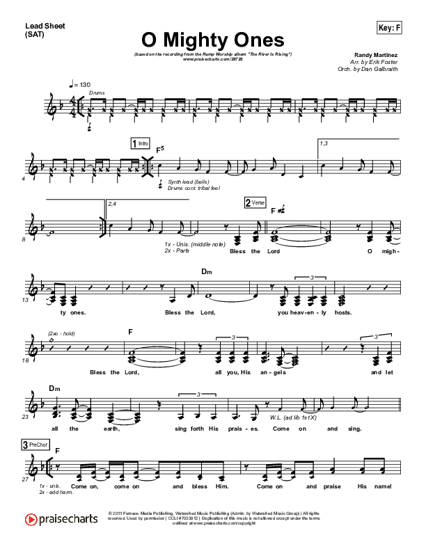 O Mighty Ones Lead Sheet (SAT) (Ramp Worship)