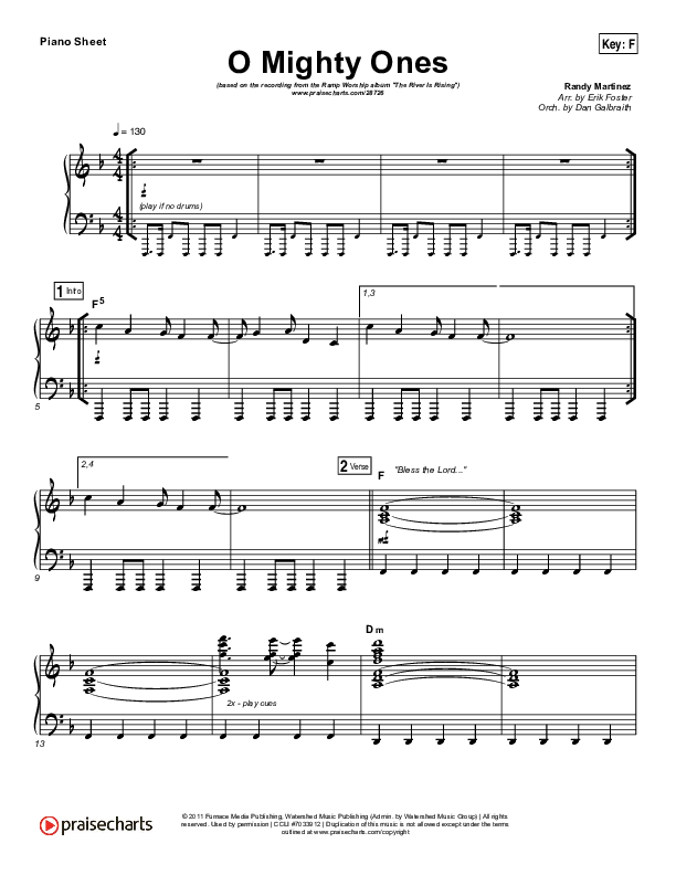 O Mighty Ones Piano Sheet (Ramp Worship)