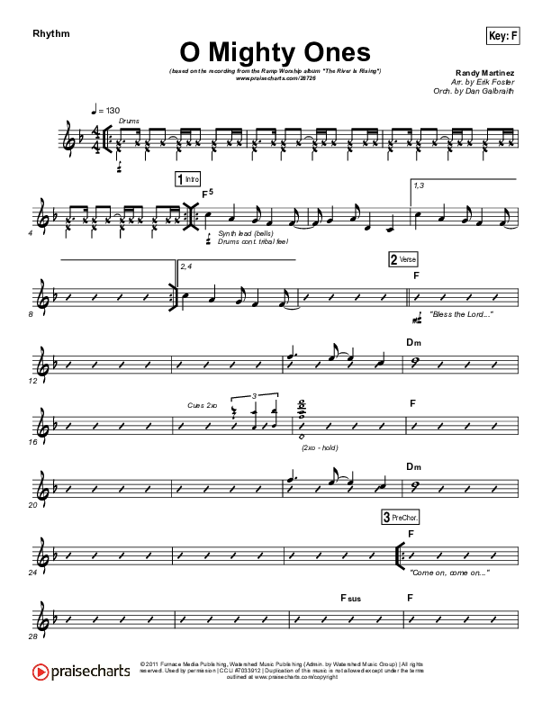 O Mighty Ones Rhythm Chart (Ramp Worship)