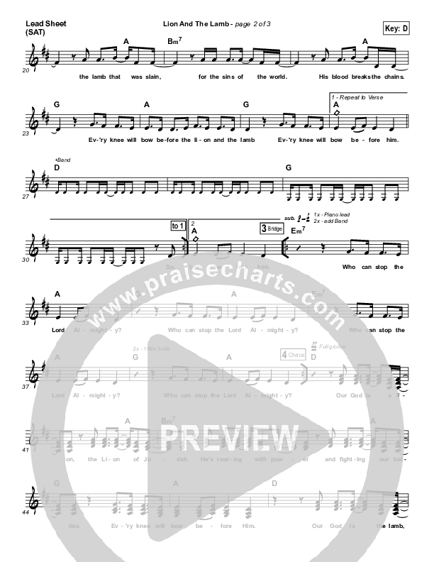 The Lion And The Lamb Lead Sheet (SAT) (Ramp Worship)