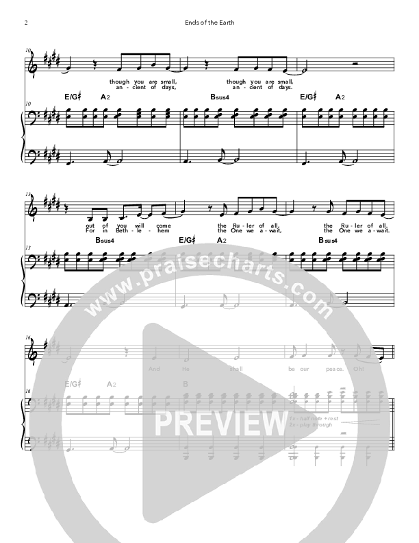 Ends Of The Earth Lead & Piano (Doorpost Songs / Dave and Jess Ray)