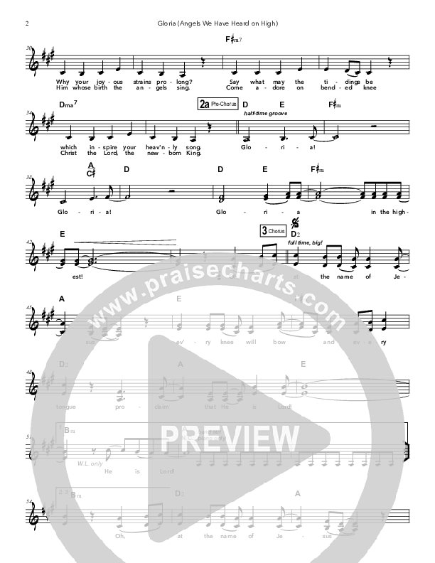 Gloria (Angels We Have Heard on High) Lead Sheet (Doorpost Songs / Dave and Jess Ray)