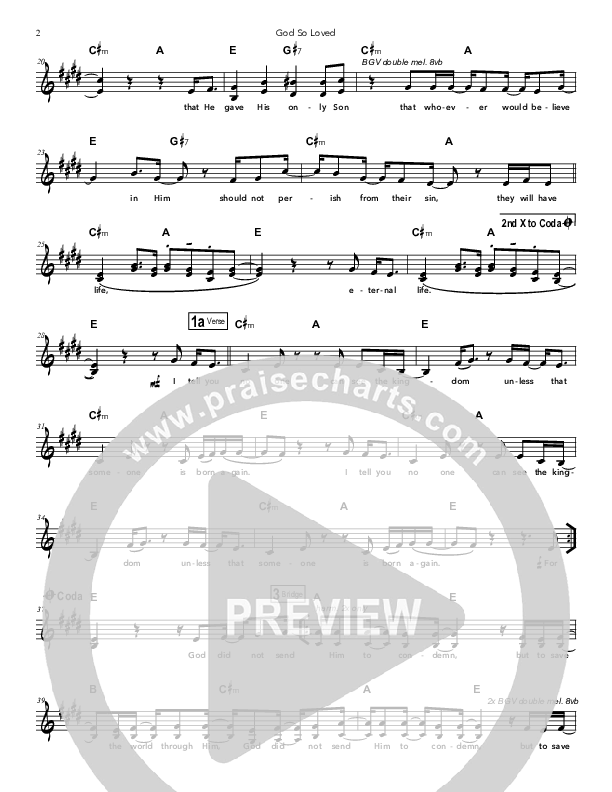 God So Loved Lead Sheet (Doorpost Songs / Dave and Jess Ray)