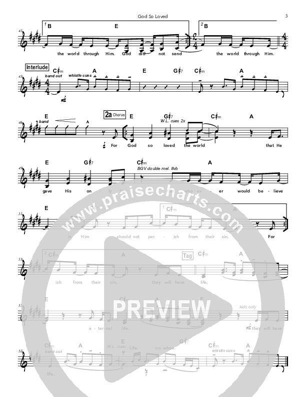 God So Loved Lead Sheet (Doorpost Songs / Dave and Jess Ray)