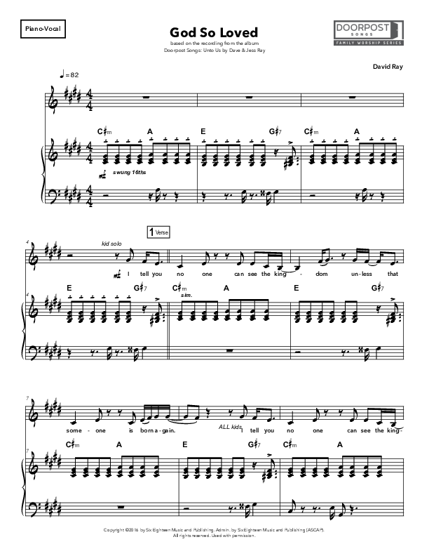 God So Loved Lead & Piano (Doorpost Songs / Dave and Jess Ray)