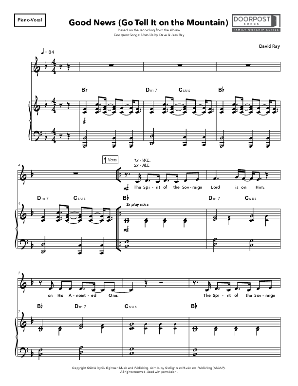 Good News (Go Tell It on the Mountain) Lead & Piano (Doorpost Songs / Dave and Jess Ray)
