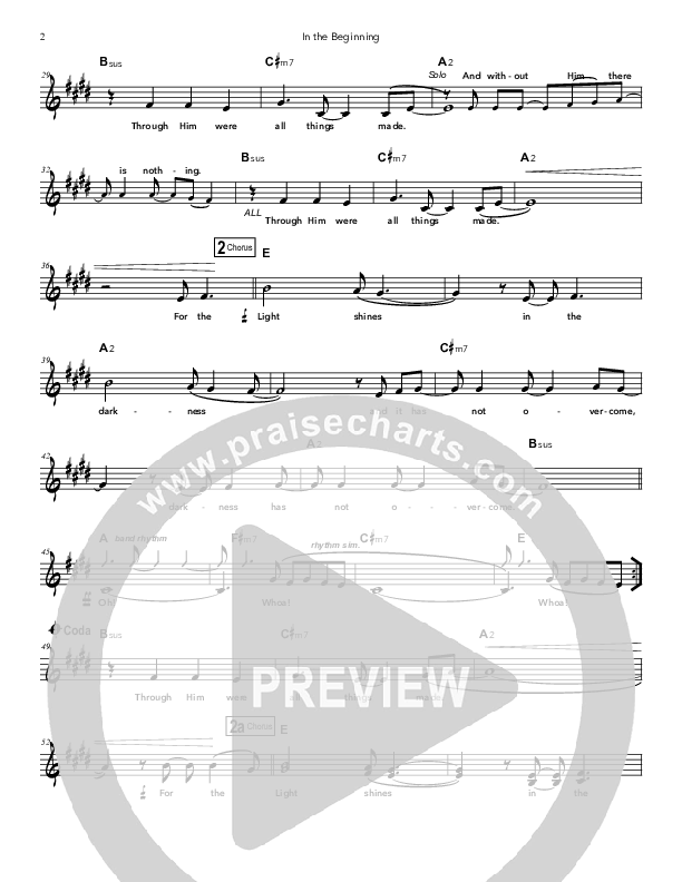 In the Beginning Lead Sheet (Doorpost Songs / Dave and Jess Ray)