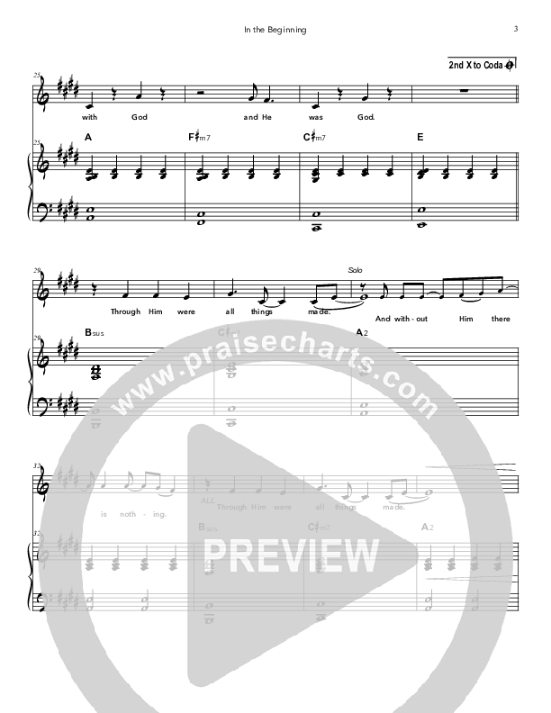 In the Beginning Piano/Vocal (Doorpost Songs / Dave and Jess Ray)