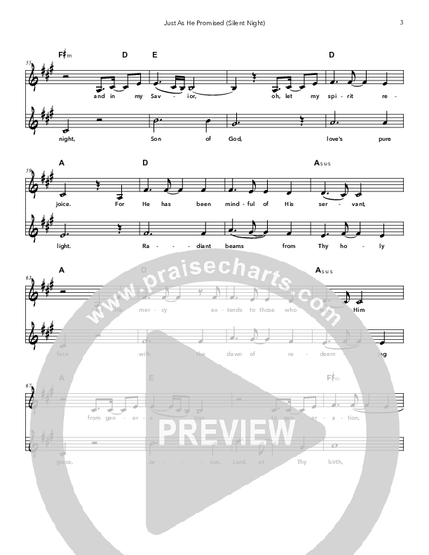 Just As He Promised (Silent Night) Lead Sheet (Doorpost Songs / Dave and Jess Ray)