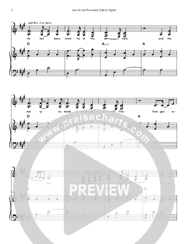 Just As He Promised (Silent Night) Lead & Piano (Doorpost Songs / Dave and Jess Ray)