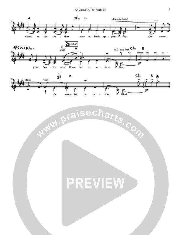 O Come (All Ye Faithful) Lead Sheet (Doorpost Songs / Dave and Jess Ray)