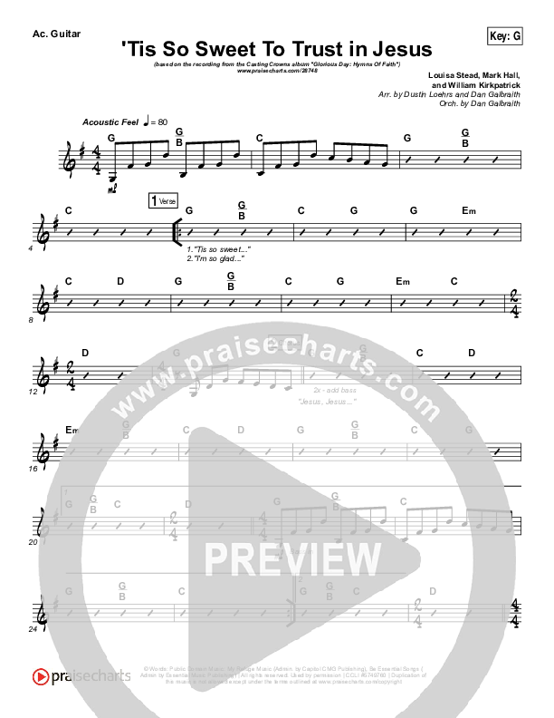 Tis So Sweet To Trust In Jesus Acoustic Guitar (Casting Crowns)