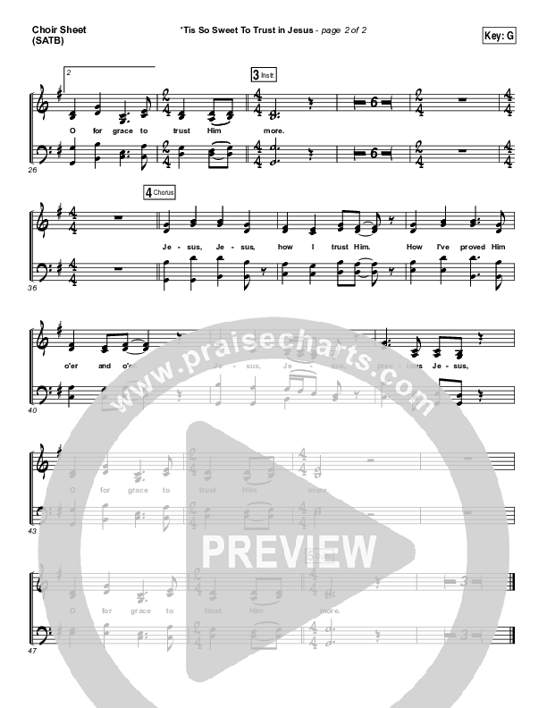 Tis So Sweet To Trust In Jesus Choir Sheet (SATB) (Casting Crowns)