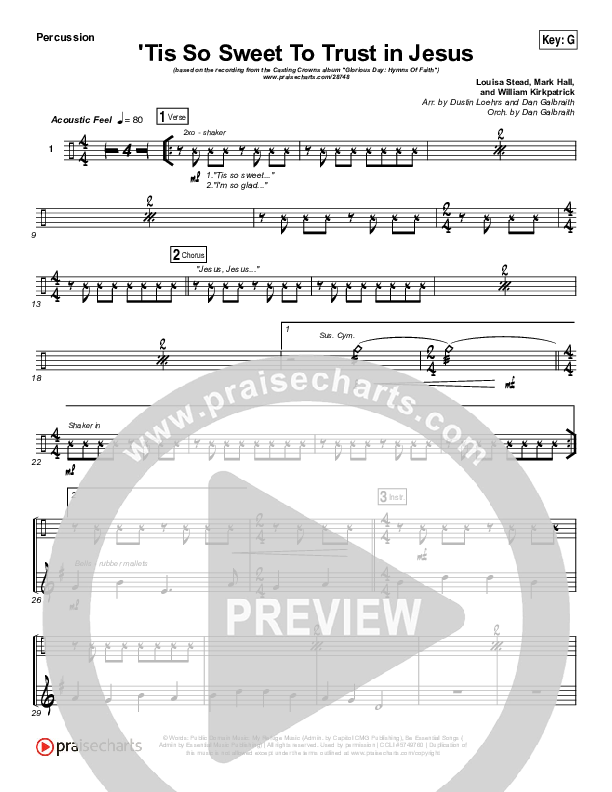 Tis So Sweet To Trust In Jesus Percussion (Casting Crowns)