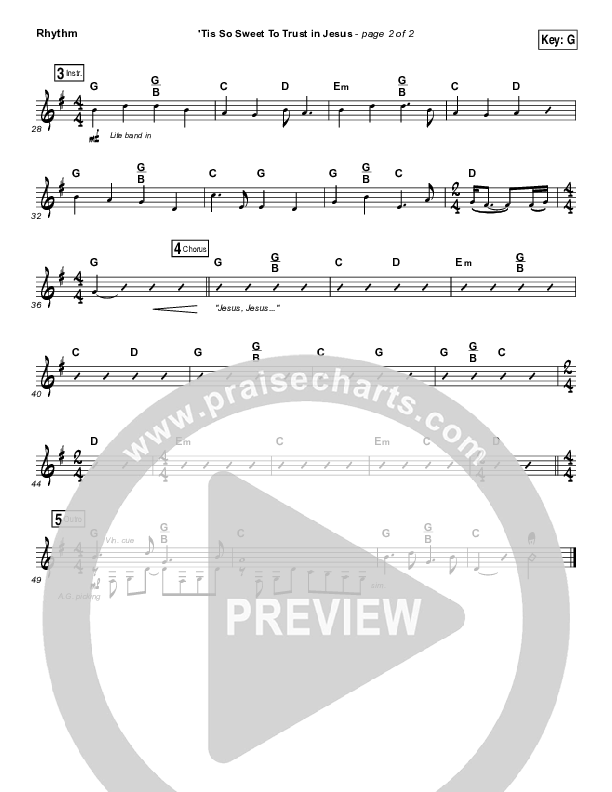 Tis So Sweet To Trust In Jesus Rhythm Chart (Casting Crowns)