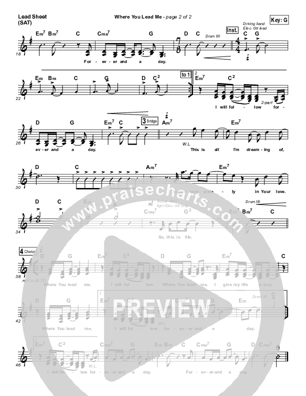 Where You Lead Me Lead Sheet (MercyMe)