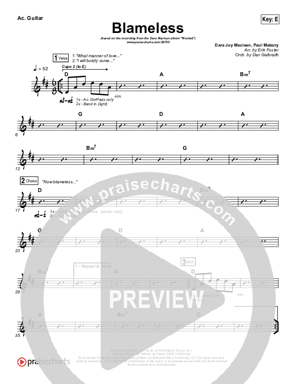 Blameless Acoustic Guitar (Dara Maclean)