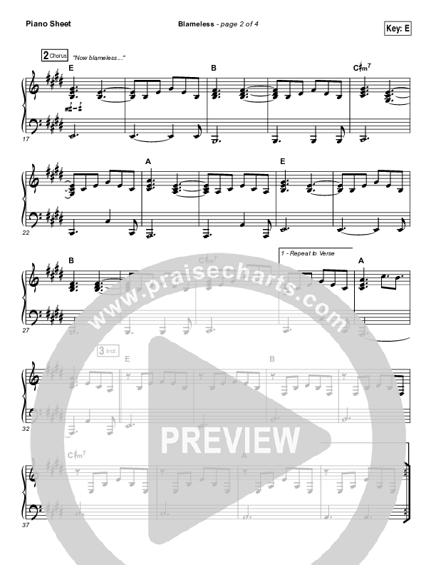 Blameless Piano Sheet (Dara Maclean)