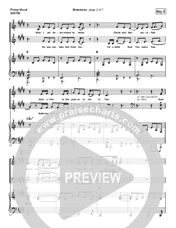 Blameless Piano/Vocal (SATB) (Dara Maclean)