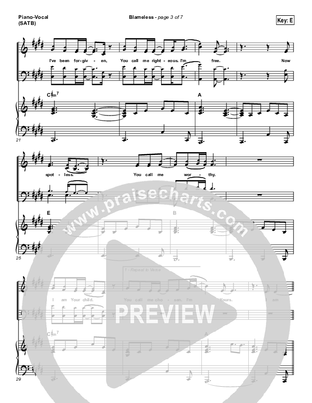 Blameless Piano/Vocal (SATB) (Dara Maclean)