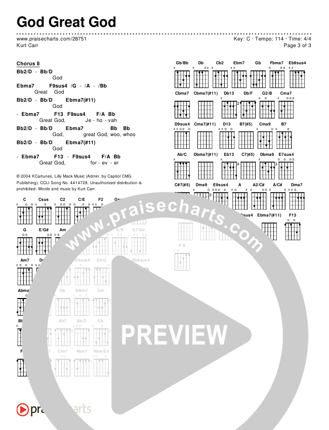 God Great God Chords & Lyrics (Kurt Carr)
