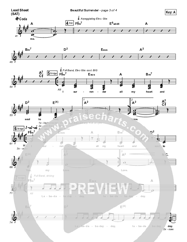 Beautiful Surrender Lead Sheet (SAT) (Jonathan David Helser / Melissa Helser)