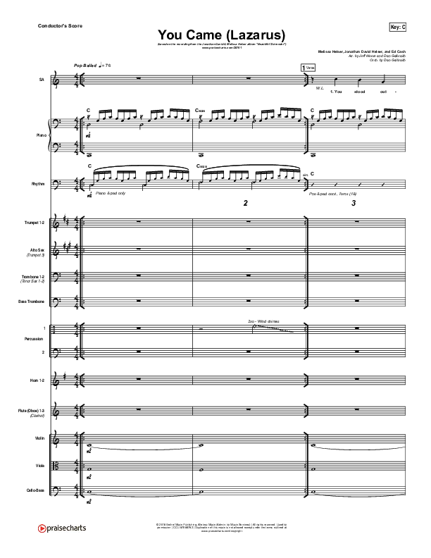 You Came (Lazarus) Conductor's Score (Jonathan David Helser / Melissa Helser)