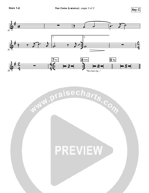 You Came (Lazarus) French Horn 1/2 (Jonathan David Helser / Melissa Helser)