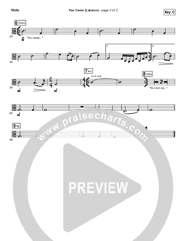 You Came (Lazarus) Viola (Jonathan David Helser / Melissa Helser)