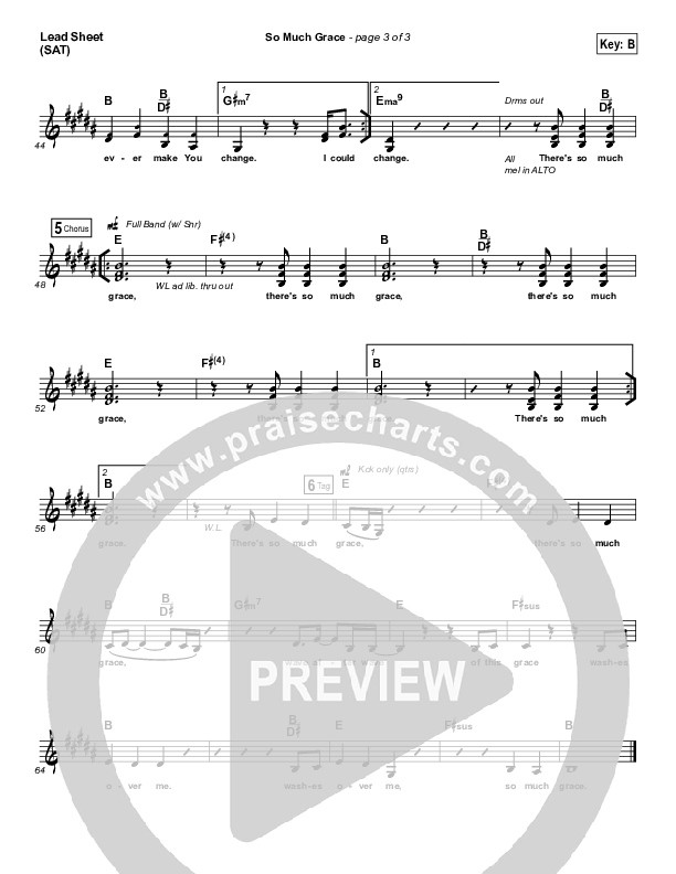 So Much Grace Lead Sheet (SAT) (Jonathan David Helser / Melissa Helser)