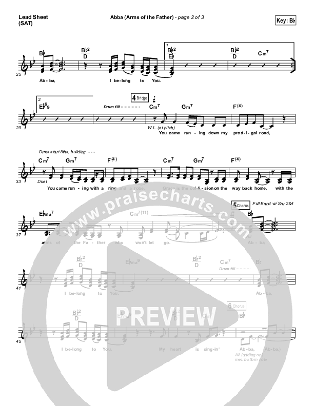 Abba (Arms Of The Father) Lead Sheet (SAT) (Jonathan David Helser / Melissa Helser)