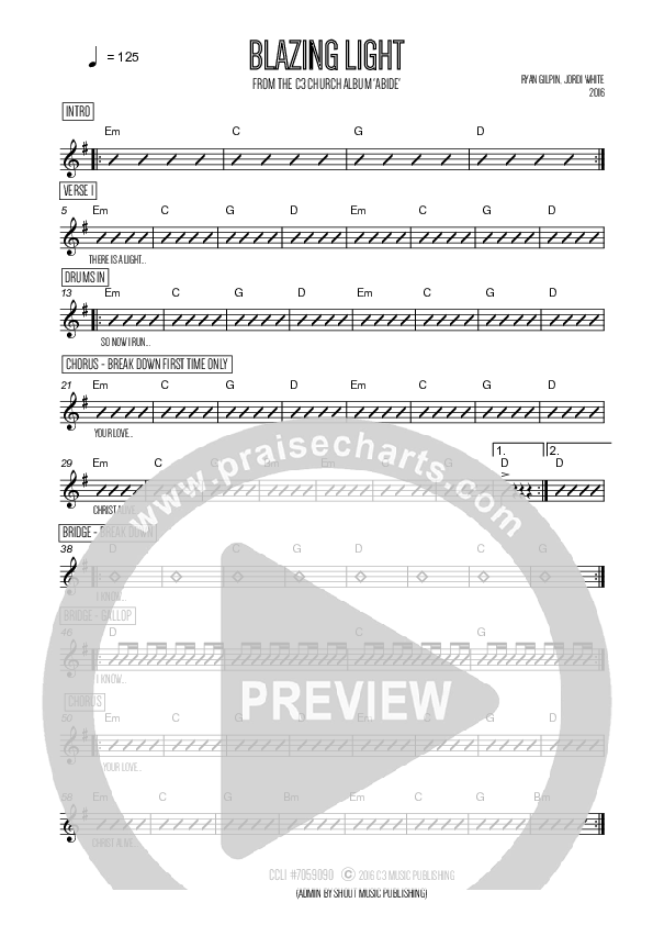 Blazing Light Chords & Lyrics (C3 Worship)