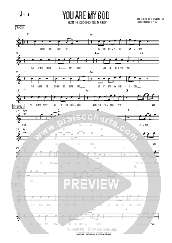 You Are My God Lead Sheet (C3 Worship)