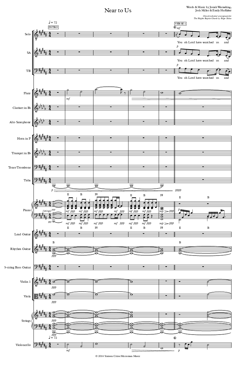 Near To Us Conductor's Score (Sixteen Cities)