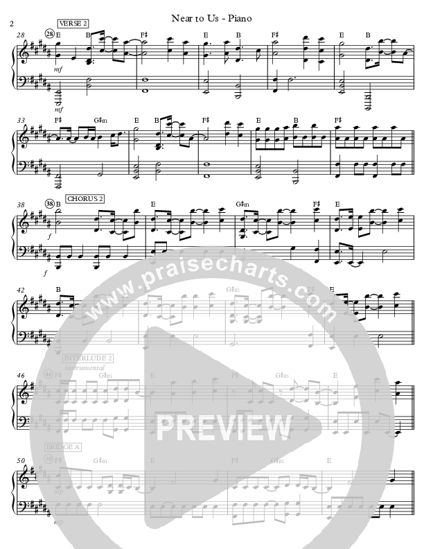 Near To Us Piano Sheet (Sixteen Cities)