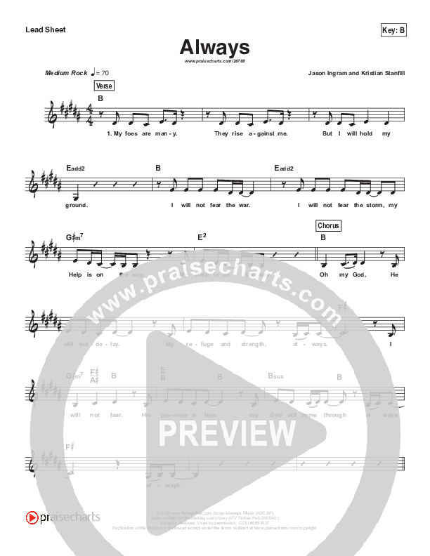 Always Lead Sheet (Kristian Stanfill / Passion)