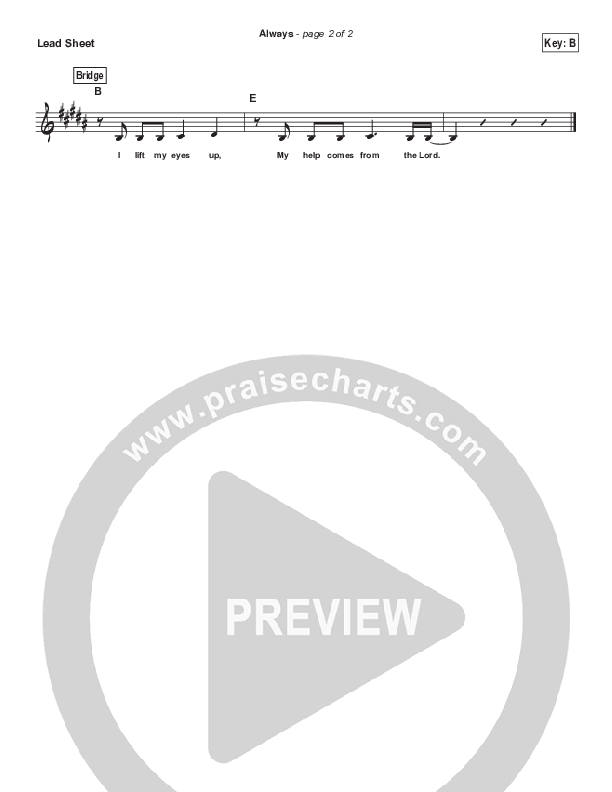 Always (Simplified) Lead Sheet (Kristian Stanfill / Passion)