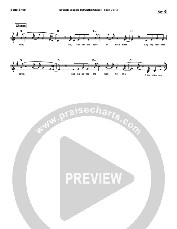 Broken Vessels (Amazing Grace) Lead Sheet (Hillsong Worship)