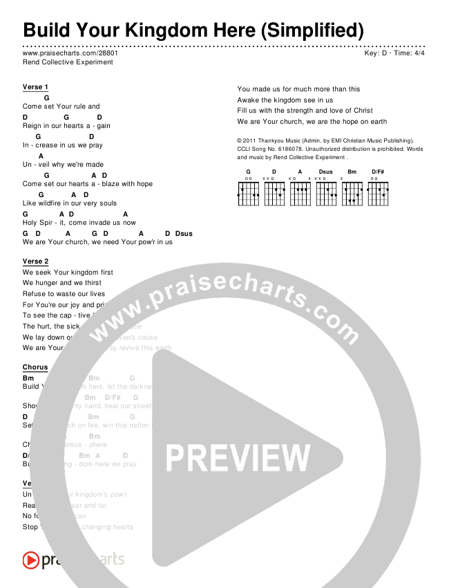 Build Your Kingdom Here (Simplified) Chords - Rend Collective ...