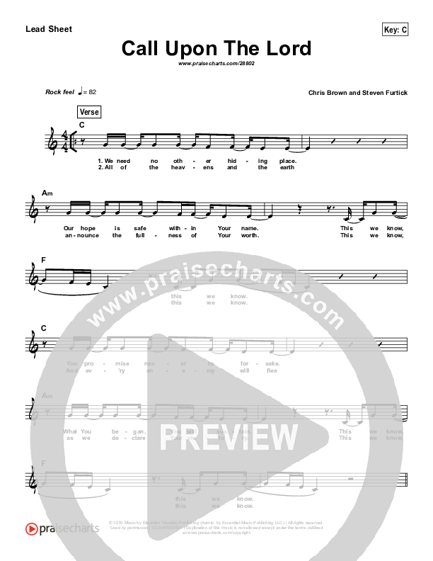 Call Upon The Lord Lead Sheet (Elevation Worship)