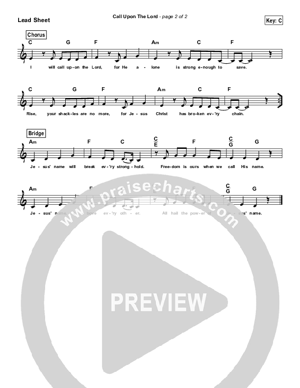 Call Upon The Lord (Simplified) Lead Sheet (Elevation Worship)