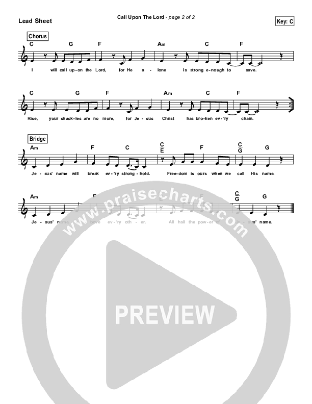 Call Upon The Lord Lead Sheet (Elevation Worship)