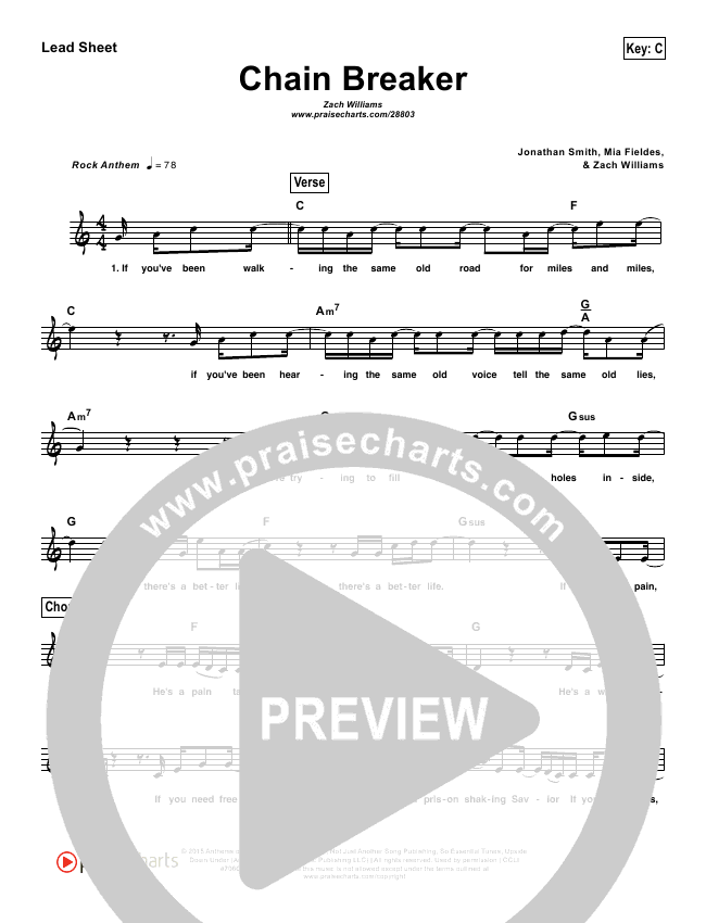 Chain Breaker (Simplified) Sheet Music PDF (Zach Williams) PraiseCharts