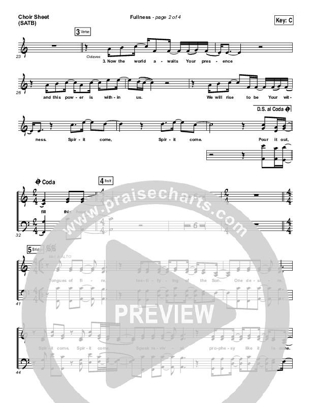 Fullness Choir Sheet (SATB) (Elevation Worship)