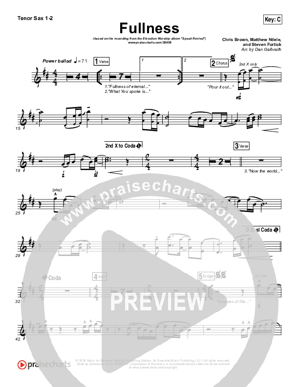Fullness Tenor Sax 1/2 (Elevation Worship)