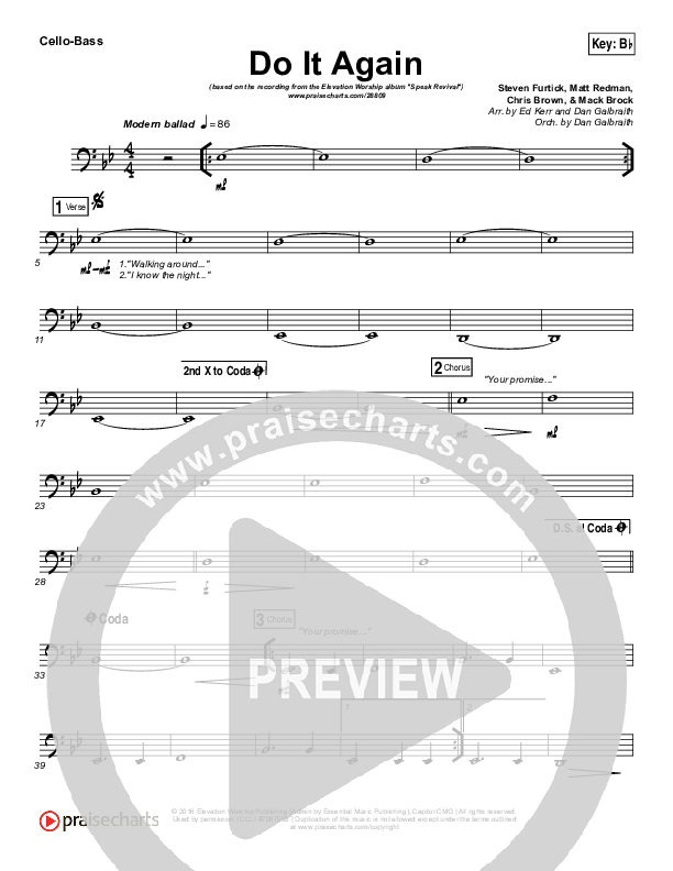 Do It Again Cello/Bass (Elevation Worship)