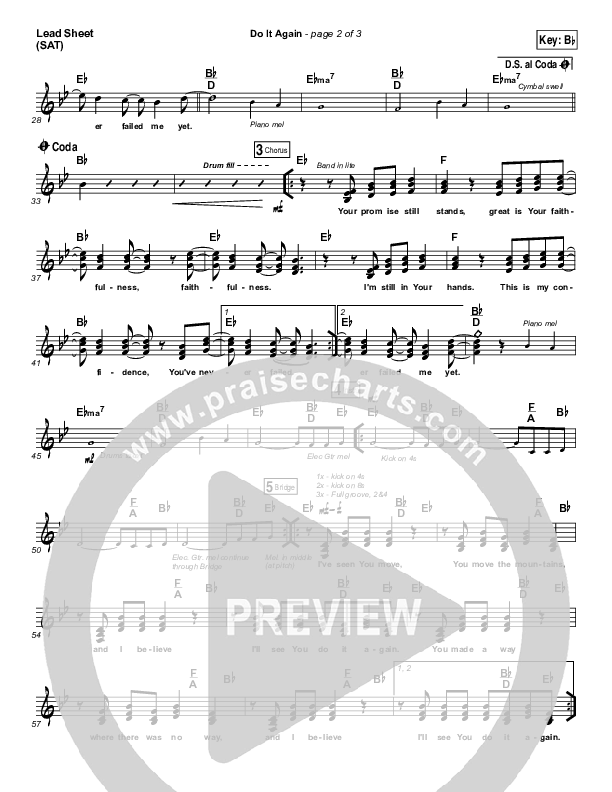 Do It Again Lead Sheet (SAT) (Elevation Worship)