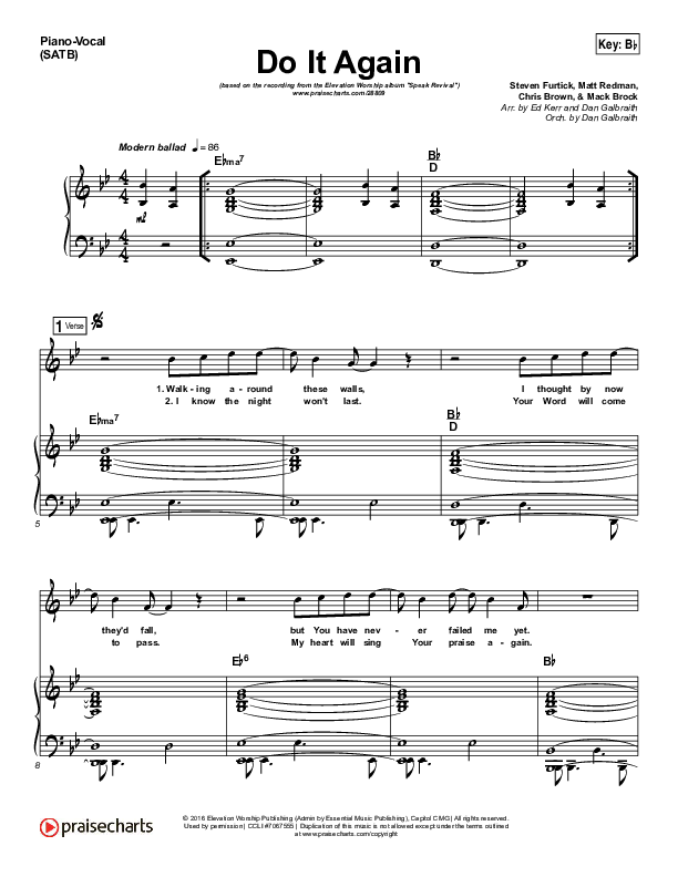 Do It Again Piano/Vocal (SATB) (Elevation Worship)