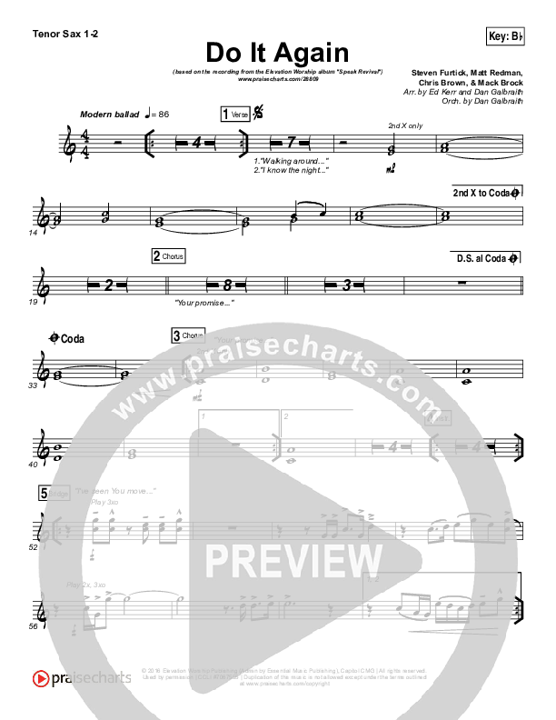 Do It Again Tenor Sax 1/2 (Elevation Worship)